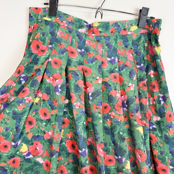 Rihoas The Green Pleated Floral Skirt Midi Size Large - Picture 7 of 14